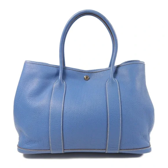 ✨🛍️ Hermes Negonda Leather Garden Party 36 Tote in Blue Jean - Picture 3 of 9